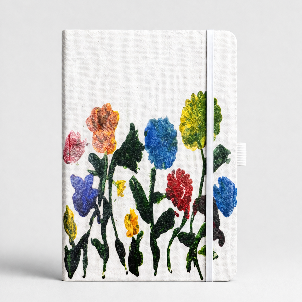 Notebook with colorful floral design on a white background Main image